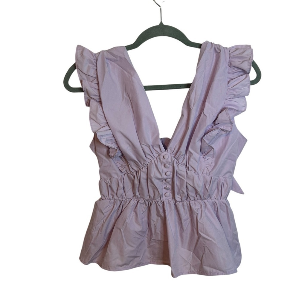 NWT Ina Lavender Ruffle Tie Back Top - Picture 3 of 8